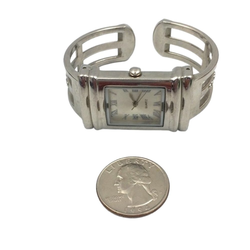 Rectangular Art Deco Cuff Bangle Bracelet Watch - image 4